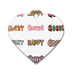 Lucky Happt Good Sign Star Dog Tag Heart (one Side) by Mariart