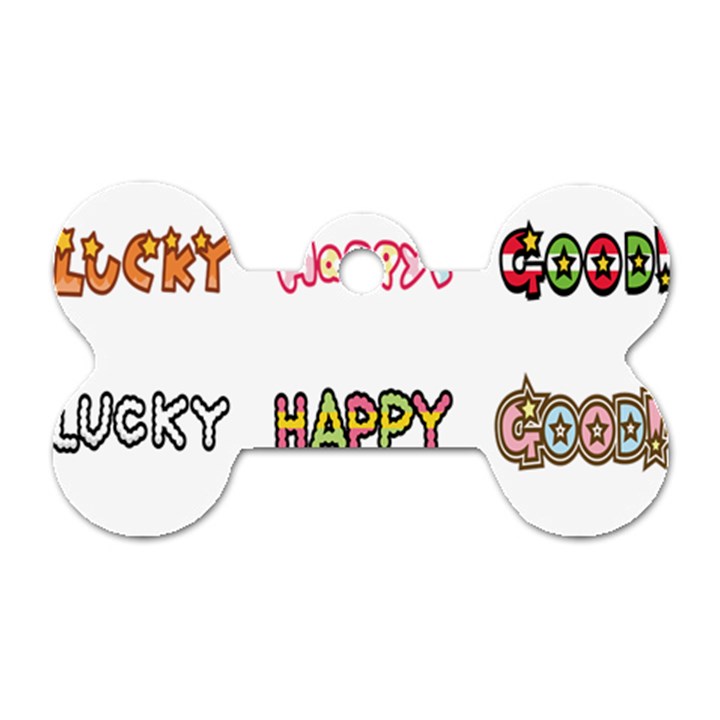 Lucky Happt Good Sign Star Dog Tag Bone (One Side)