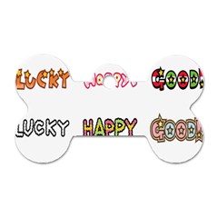 Lucky Happt Good Sign Star Dog Tag Bone (two Sides) by Mariart