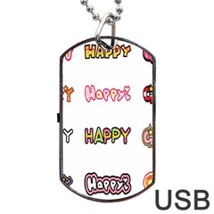 Lucky Happt Good Sign Star Dog Tag Usb Flash (one Side) by Mariart