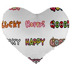 Lucky Happt Good Sign Star Large 19  Premium Heart Shape Cushions by Mariart