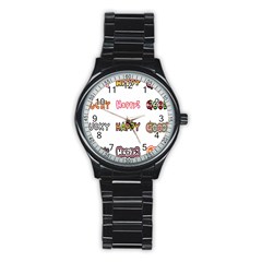 Lucky Happt Good Sign Star Stainless Steel Round Watch