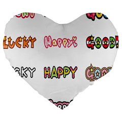 Lucky Happt Good Sign Star Large 19  Premium Flano Heart Shape Cushions by Mariart