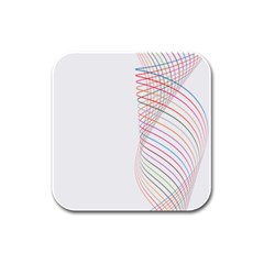 Line Wave Rainbow Rubber Square Coaster (4 Pack) 