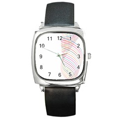 Line Wave Rainbow Square Metal Watch by Mariart