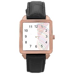 Line Wave Rainbow Rose Gold Leather Watch  by Mariart