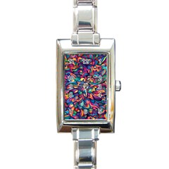 Moreau Rainbow Paint Rectangle Italian Charm Watch