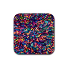 Moreau Rainbow Paint Rubber Coaster (square) 