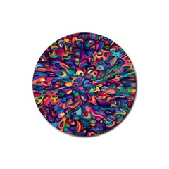 Moreau Rainbow Paint Rubber Coaster (round) 