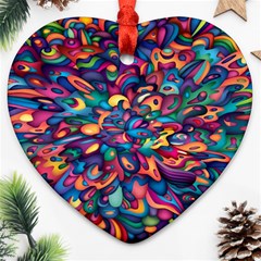 Moreau Rainbow Paint Heart Ornament (two Sides) by Mariart