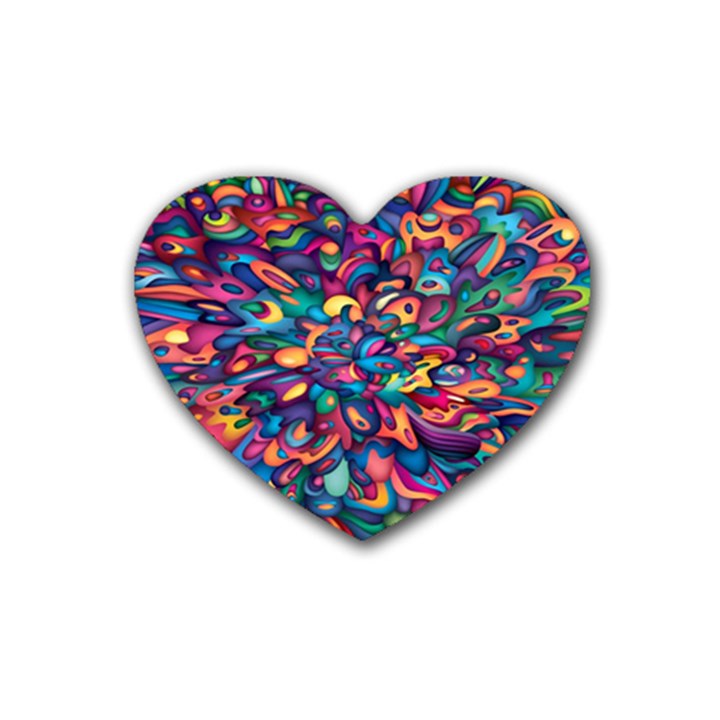 Moreau Rainbow Paint Rubber Coaster (Heart) 