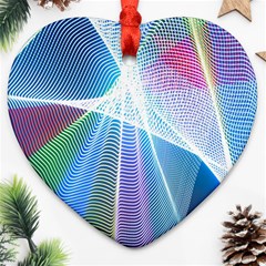 Light Means Net Pink Rainbow Waves Wave Chevron Green Blue Sky Ornament (heart) by Mariart