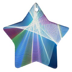 Light Means Net Pink Rainbow Waves Wave Chevron Green Blue Sky Ornament (star) by Mariart