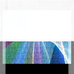 Light Means Net Pink Rainbow Waves Wave Chevron Green Blue Sky Rectangular Jigsaw Puzzl by Mariart