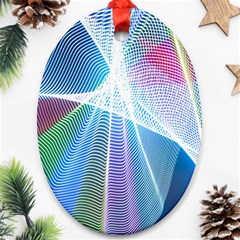 Light Means Net Pink Rainbow Waves Wave Chevron Green Blue Sky Oval Ornament (two Sides) by Mariart