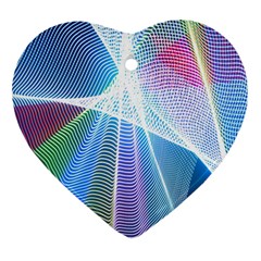 Light Means Net Pink Rainbow Waves Wave Chevron Green Blue Sky Heart Ornament (two Sides) by Mariart