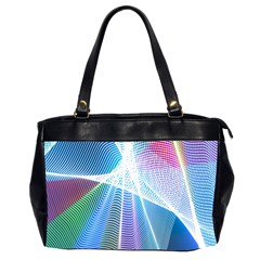 Light Means Net Pink Rainbow Waves Wave Chevron Green Blue Sky Office Handbags (2 Sides)  by Mariart