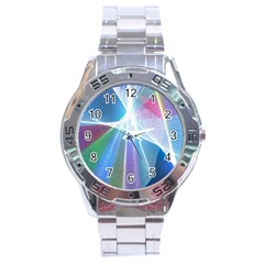 Light Means Net Pink Rainbow Waves Wave Chevron Green Blue Sky Stainless Steel Analogue Watch by Mariart