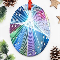 Light Means Net Pink Rainbow Waves Wave Chevron Green Blue Sky Ornament (oval Filigree) by Mariart