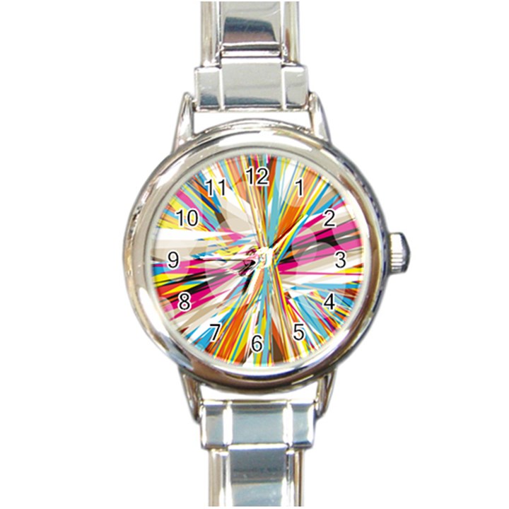 Illustration Material Collection Line Rainbow Polkadot Polka Round Italian Charm Watch