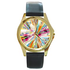 Illustration Material Collection Line Rainbow Polkadot Polka Round Gold Metal Watch by Mariart