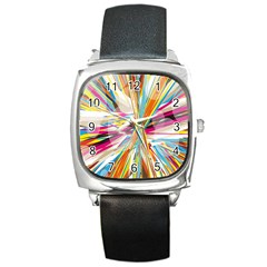 Illustration Material Collection Line Rainbow Polkadot Polka Square Metal Watch by Mariart