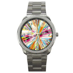 Illustration Material Collection Line Rainbow Polkadot Polka Sport Metal Watch by Mariart