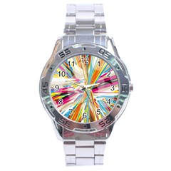 Illustration Material Collection Line Rainbow Polkadot Polka Stainless Steel Analogue Watch by Mariart