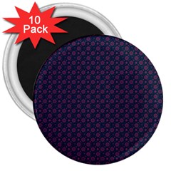 Purple Floral Seamless Pattern Flower Circle Star 3  Magnets (10 Pack) 