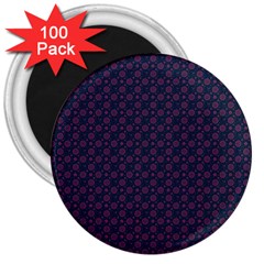 Purple Floral Seamless Pattern Flower Circle Star 3  Magnets (100 Pack)