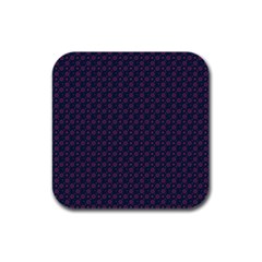 Purple Floral Seamless Pattern Flower Circle Star Rubber Square Coaster (4 Pack) 