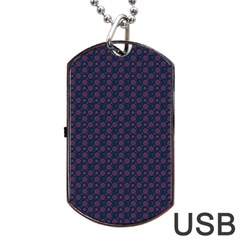 Purple Floral Seamless Pattern Flower Circle Star Dog Tag Usb Flash (one Side) by Mariart