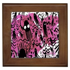 Octopus Colorful Cartoon Octopuses Pattern Black Pink Framed Tiles by Mariart