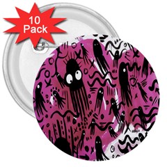 Octopus Colorful Cartoon Octopuses Pattern Black Pink 3  Buttons (10 Pack)  by Mariart