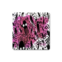 Octopus Colorful Cartoon Octopuses Pattern Black Pink Square Magnet by Mariart