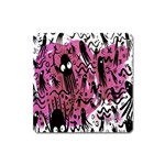 Octopus Colorful Cartoon Octopuses Pattern Black Pink Square Magnet Front