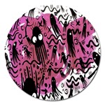 Octopus Colorful Cartoon Octopuses Pattern Black Pink Magnet 5  (Round) Front