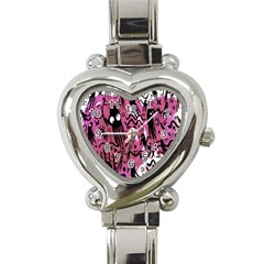 Octopus Colorful Cartoon Octopuses Pattern Black Pink Heart Italian Charm Watch by Mariart