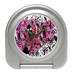 Octopus Colorful Cartoon Octopuses Pattern Black Pink Travel Alarm Clocks