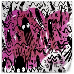 Octopus Colorful Cartoon Octopuses Pattern Black Pink Canvas 12  X 12   by Mariart