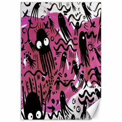 Octopus Colorful Cartoon Octopuses Pattern Black Pink Canvas 12  X 18  