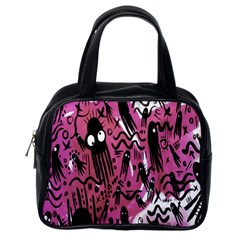 Octopus Colorful Cartoon Octopuses Pattern Black Pink Classic Handbags (one Side) by Mariart