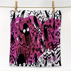 Octopus Colorful Cartoon Octopuses Pattern Black Pink Face Towel by Mariart