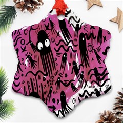 Octopus Colorful Cartoon Octopuses Pattern Black Pink Ornament (snowflake)