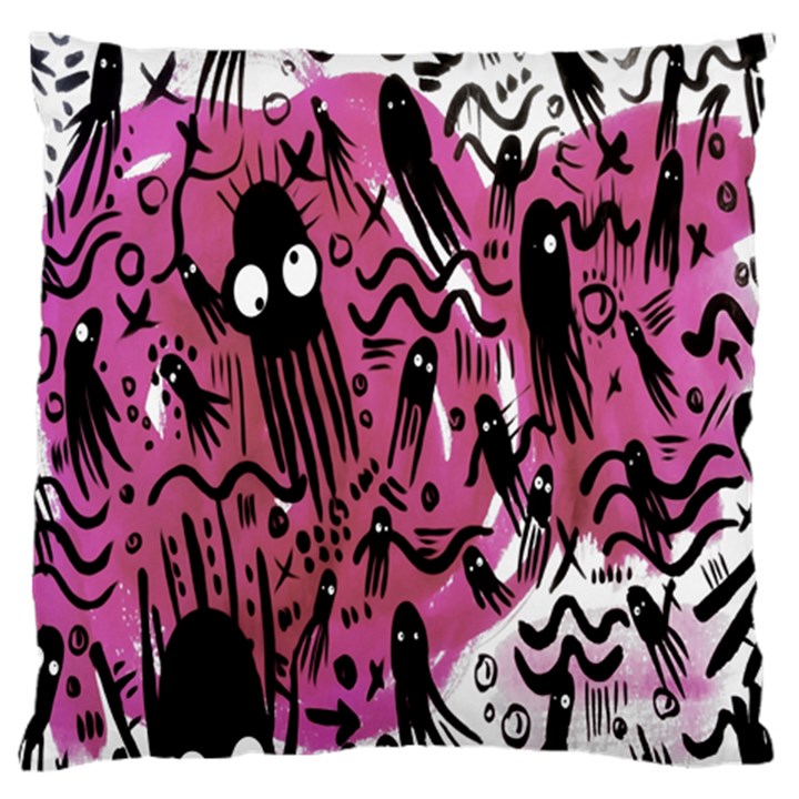 Octopus Colorful Cartoon Octopuses Pattern Black Pink Large Cushion Case (Two Sides)