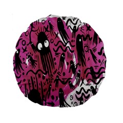 Octopus Colorful Cartoon Octopuses Pattern Black Pink Standard 15  Premium Round Cushions by Mariart