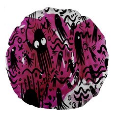 Octopus Colorful Cartoon Octopuses Pattern Black Pink Large 18  Premium Round Cushions