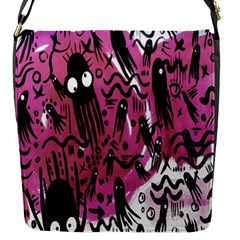 Octopus Colorful Cartoon Octopuses Pattern Black Pink Flap Messenger Bag (s)