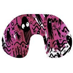 Octopus Colorful Cartoon Octopuses Pattern Black Pink Travel Neck Pillows by Mariart