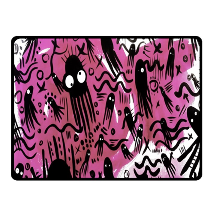 Octopus Colorful Cartoon Octopuses Pattern Black Pink Double Sided Fleece Blanket (Small) 